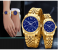 Rio Gold Color Strap Couple Watch - Blue And Gold 1 in KSA