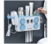 Multifunction Toothbrush Holder with Automatic Toothpaste Dispenser and Hair Dryer Rack - White and Blue 3 in UAE