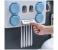 Multifunction Toothbrush Holder with Automatic Toothpaste Dispenser and Hair Dryer Rack - White and Blue 6 in UAE