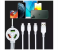 6 In 1 3 Plug 3 Usb port 3.1A Extended Mobile Data Cable for iPhone + Micro USB + Type-c - White 3 in UAE