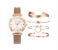 Luxury Magnet Buckle Flower Rhinestone Ladies Quartz Wrist Watch with 4 Pcs Bracelet Set - Gold 1 in KSA