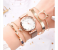 Luxury Magnet Buckle Flower Rhinestone Ladies Quartz Wrist Watch with 4 Pcs Bracelet Set - Gold 2 in KSA