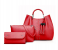 PU Leather Ladies Wallet Ladies Pars Hand Set Bag With Rivet - Red 1 in KSA