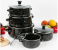 10 Pcs High Quality Enamel Casserole Set With Glass Cover - Black 3 in UAE