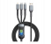 Fast USB Cable Charger, 3-in-1 Multi Charging 100W, Type-C/Micro USB/Lightnning, Compatible with All Devices, Strong and Durable, Black 1 in KSA