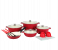Delcasa DC3436 16 Piece Non Stick Ceramic Coated Cookware Set Diecast Aluminum Body with 5 Layer Coating CD Bottom And Bakelite Handles With Glass Lid - Red 1 in UAE