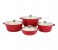 Delcasa DC3436 16 Piece Non Stick Ceramic Coated Cookware Set Diecast Aluminum Body with 5 Layer Coating CD Bottom And Bakelite Handles With Glass Lid - Red 2 in UAE