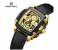 Naviforce NF 8067 Sport Chronograph Quartz Watch for Men Fashion Blue Silicone Strap Tonneau Dial - Gold 1 in UAE