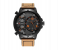 Curren 8262 Men's Triple Time Zone Analog Quartz Watch - Leather Strap - 52mm - Brown & Orange 1 in UAE