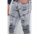 Petro OU10023 Distressed Skin Fit Biker Jeans 33-Grey 5 in UAE