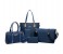6 Pieces PU Leather Lattice print Composite Bags Set for Women - Blue 1 in UAE