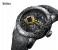 BIDEN 3D Engraved Luxury Silicone Satrap Watch For Men - Black 3 in UAE