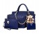 4 Pieces PU Leather Luxury Top-handle Composite Bags Set for Women - Blue 1 in UAE