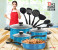 Olympia OE-1313 13 Pieces Marble Design Non Stick Cookware Set - Blue 1 in UAE