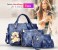 ELLEN AM02 Emboss Plaid Bag Women Luxury 4pc Handbag with Bear - Blue 1 in UAE