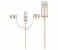 Promate UniLink-Trio 3 in 1 Triple Head Data and Charge Cable with Lightning, Type-C, and Micro-USB Connectors - Gold 1 in UAE