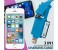 3 in 1 Flat Lightning and Micro USB Cable for Both iOS and Android Devices ZE844 Blue 1 in UAE