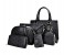 6 Pieces PU Leather Handbags Set for Women - Black 1 in UAE