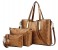 3 Pieces PU Leather Handbags Set for Women - Gold 1 in UAE
