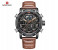 Naviforce 9160 Men Analog-Digital Leather Starp Watch - Brown 1 in UAE