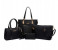 6 Pieces PU Leather Lattice print Composite Bags Set for Women - Black 1 in UAE