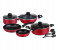 Royalford RF8247 12 Pieces Earnest Non-Stick Cookware Set - Red 1 in UAE
