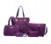 6 Pieces PU Leather Lattice print Composite Bags Set for Women - Purple 1 in UAE
