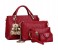 4 Pieces PU Leather Luxury Top-handle Composite Bags Set for Women JA060- Red 1 in UAE