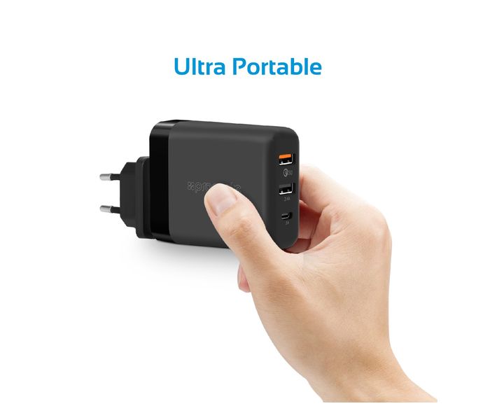 Promate PowerHub-QC.EU 30W Quick Charging Universal USB C Wall Charger, Black - Zoom Image 5