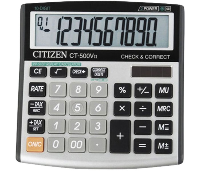 Citizen CTZ CT 500V 10 Digit Basic Calculator Black - Zoom Image 3