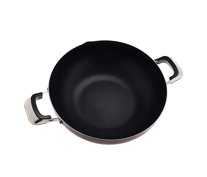 Royalford RF8509 28Cm Non Stick Wok Pan with Glass Lid - Black & Red - Zoom Image 2