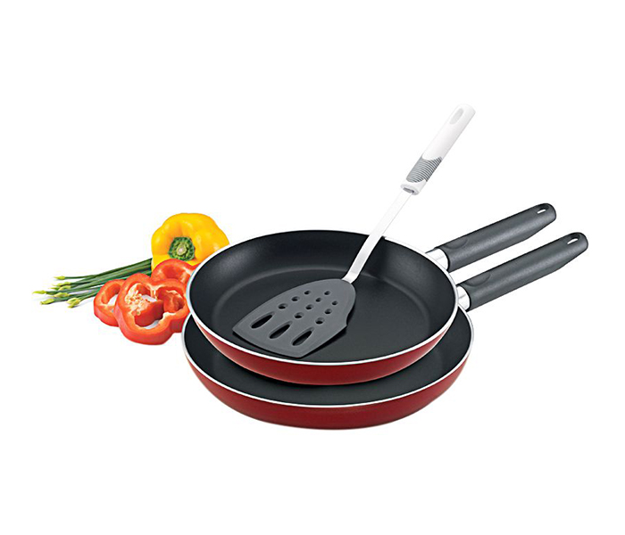 Prestige PR20982 Twin Fry Pan Set with Spatula, Red - Zoom Image 2