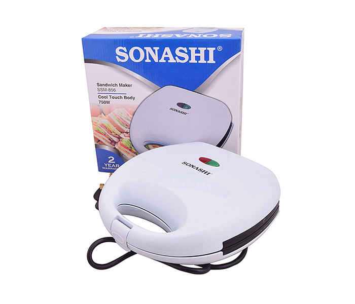 Sonashi SSM-856 2 Slice Non-Stick Sandwich Maker - White - Zoom Image 2