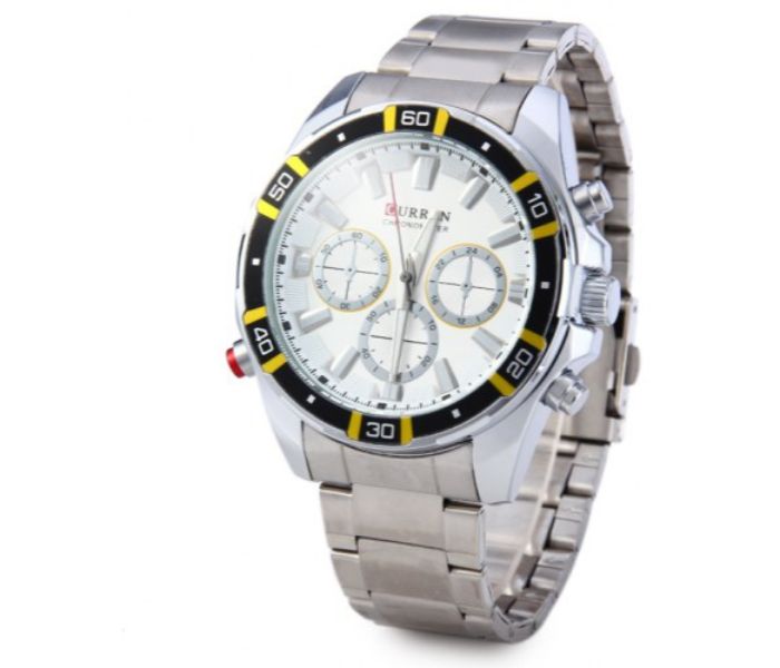 Curren 8184 Stainless Steel Analog Watch For Men Silver And White - Zoom Image 1