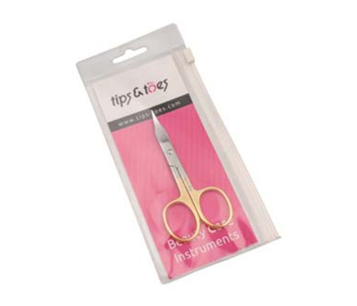 Tips & Toes TT-212 Stainless Steel Nail and Cuticle Curved Scissors - Gold Plated - Zoom Image 2