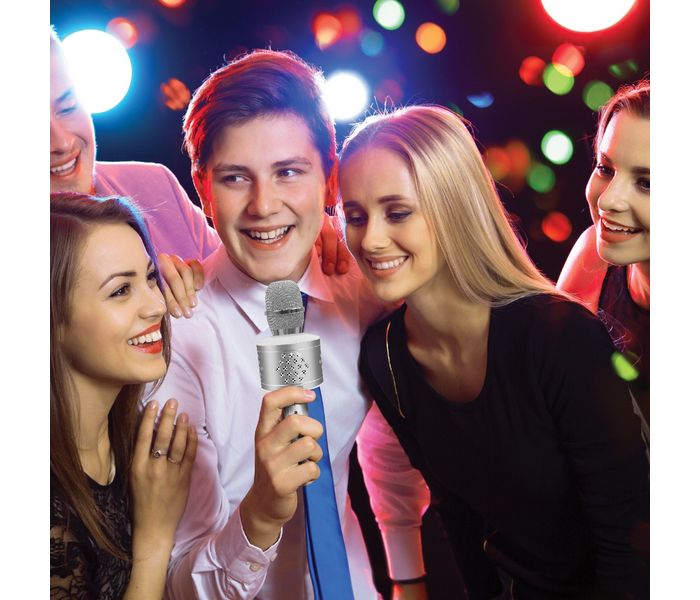 Promate VocalMic-3 Multi Function Wireless Karaoke Microphone with Built in Speaker, Silver - Zoom Image 6