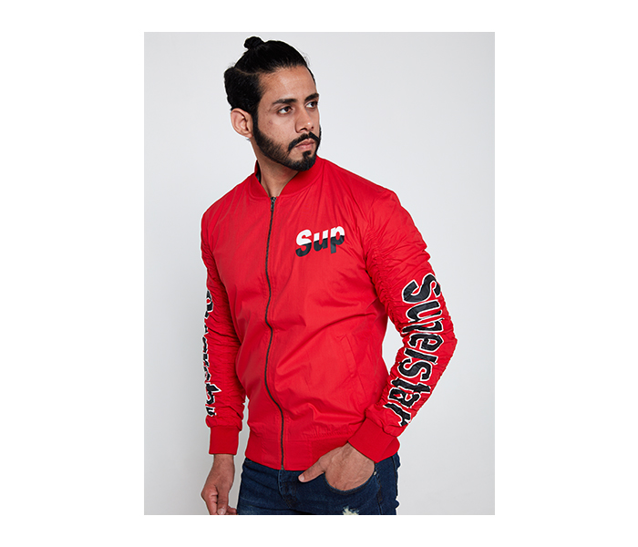 Lynk LY10043 Printed Bomber Jacket For Men M - Red - Zoom Image 1