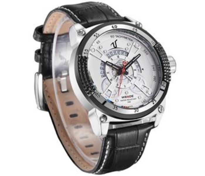 Weide UV 1605LB Mens Analog and Complete Calendar Watch Black and White - Zoom Image 2