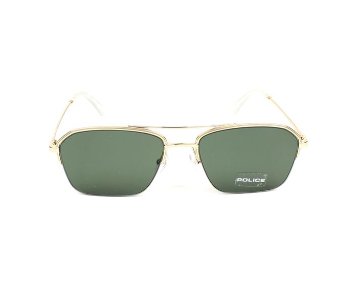 Police SPL 361 0349 Half-Rim Gold Frame & Green Mirrored Sunglasses for Men - Zoom Image 2