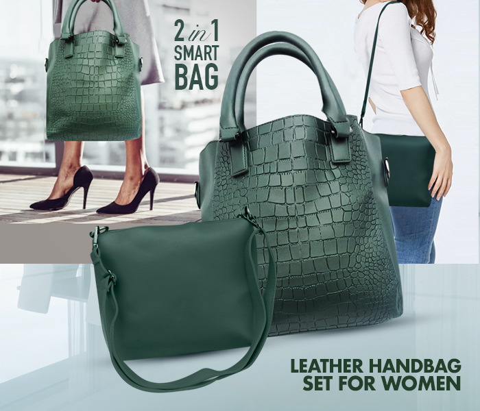 Taqdeer WP-306 Trend PU Leather 2 Pieces Handbag For Women - Green - Zoom Image 4