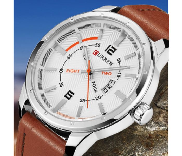 Curren 8211 Casual Double Scale Quartz Watch For Men Brown and White - Zoom Image 3