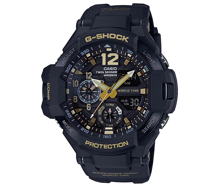 Casio G Shock GA-1100GB-1ADR Mens Analog and Digital Watch Black and Gold - Zoom Image