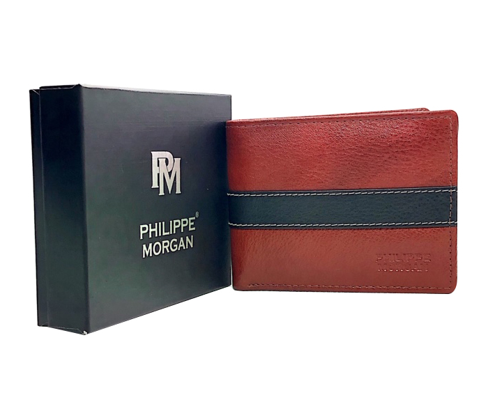 Philippe Morgan PM 011 Men Leather Bifold Wallet Black & Brown - Zoom Image 2