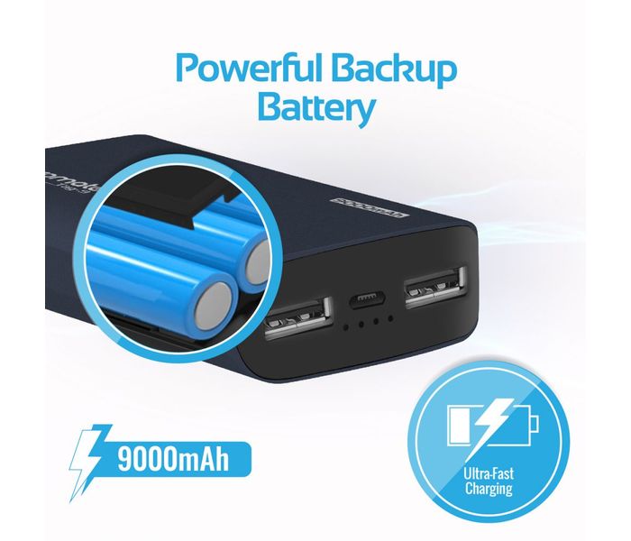 Promate Tag-9 9000 mAh Portable Charger Power Bank with Dual USB Port 4.2A Output, Blue - Zoom Image 2