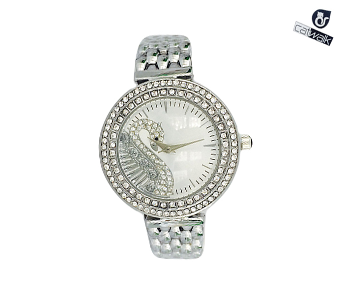 Catwalk CW-412 Genuine Quality Fashionable Cz Watch for Women - Silver - Zoom Image