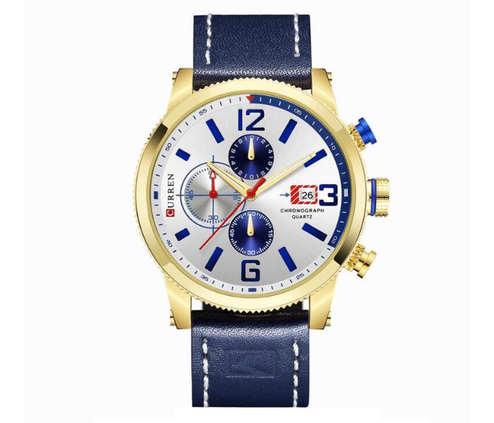 Curren 8281 Quartz Wristwatch For Men Blue and Silver - Zoom Image