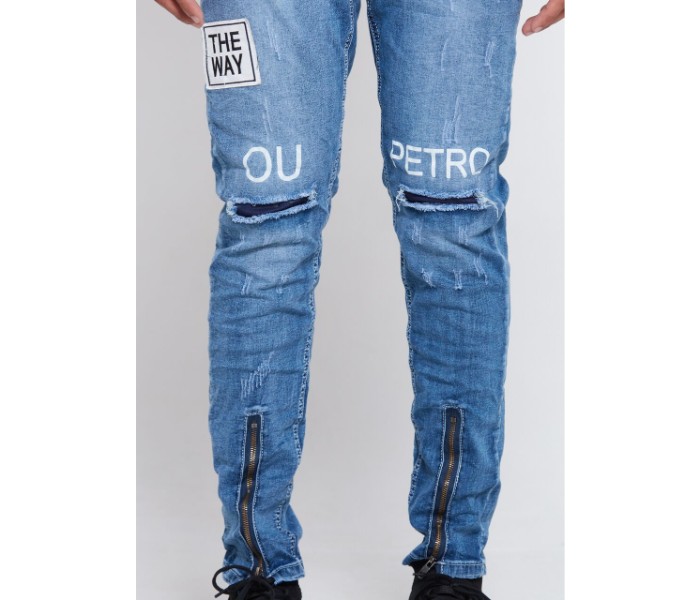 Petro OU10009 Skin Fit Bottom Zipper Fashion Jeans Stretchable 31-Blue - Zoom Image 5