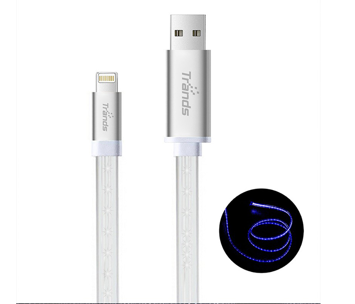 Trands TR-CA3074 1 Meter LED Flowing Lightning USB Cable - White - Zoom Image 4