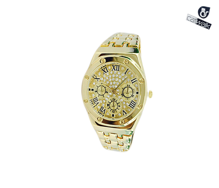 Catwalk CW-435 Genuine Quality Fashionable Cz Watch for Women - Gold - Zoom Image