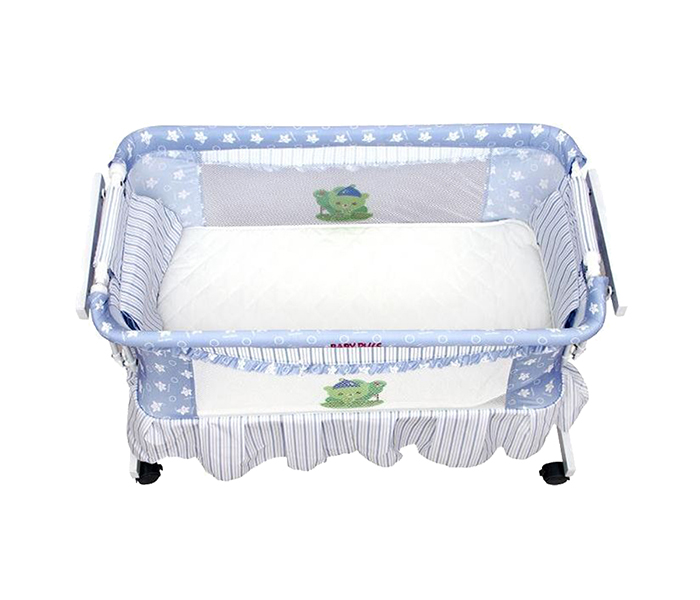 Baby Plus BP6599 Baby Crib with Retractable Hood - Blue - Zoom Image 1